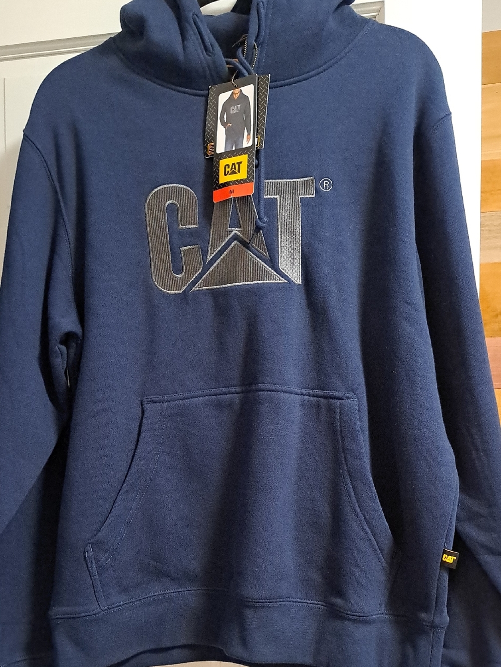 CAT Navy Logo Hoodie Mens Size Med. New